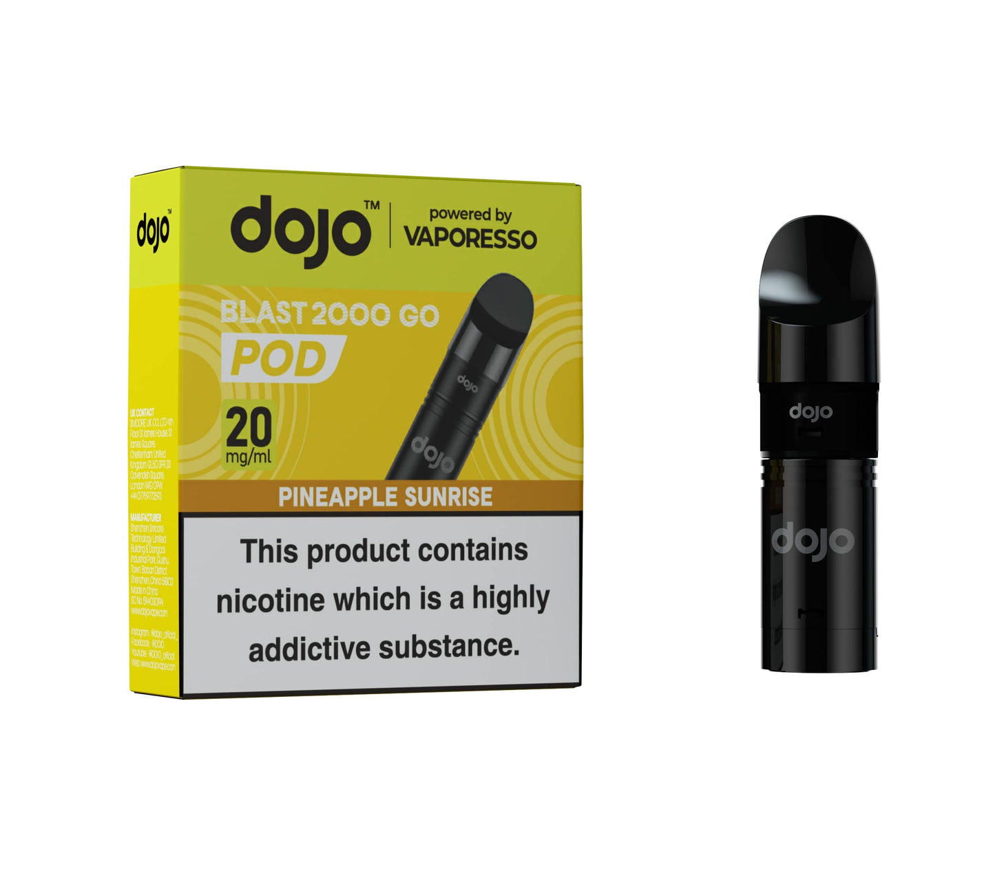 DOJO BLAST 2000 Go Pod & Refill Powered by Vaporesso - Pineapple Sunrise