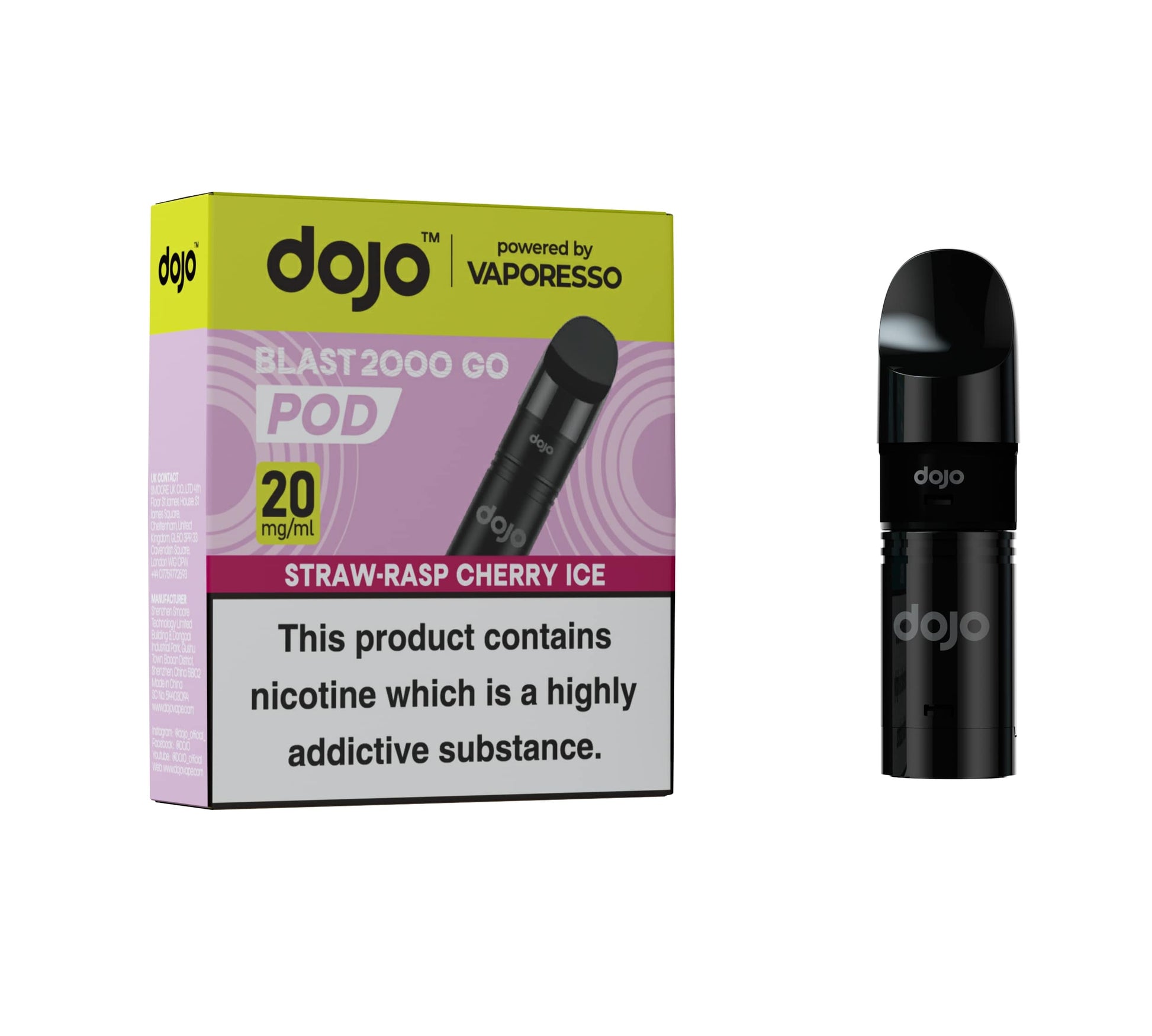 DOJO BLAST 2000 Go Pod & Refill Powered by Vaporesso - Strawberry Raspberry Cherry Ice 