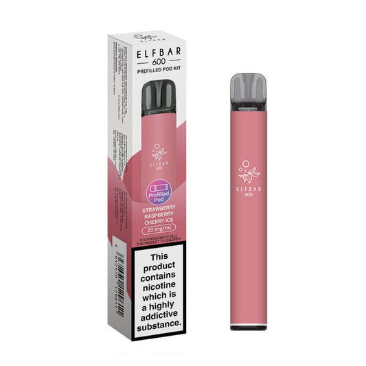 Elf Bar 600 Pre Filled Pod Kit - Strawberry Raspberry Cherry Ice 